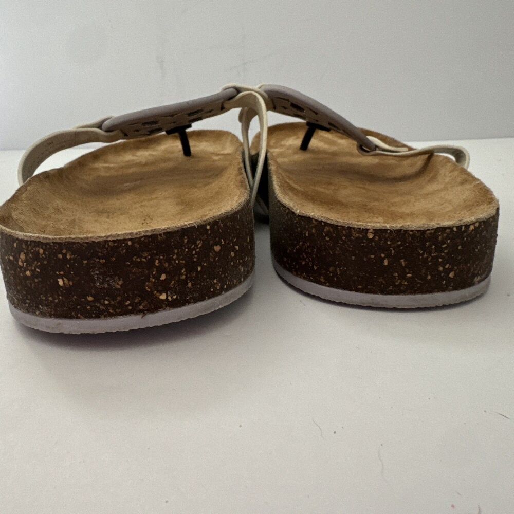 TORY BURCH Miller Cloud Thong Sandal Ivory White Leather Cork Footbed Size 12 - Picture 9 of 9